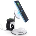 Магнітний бездротовий зарядний пристрій Choetech 3in1 Magnetic wireless charger station for iPhone (T586-F)