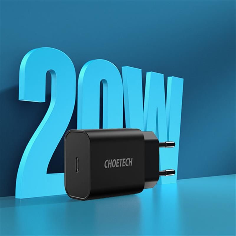 Сетевое зарядное устройство Choetech (1USBх3A) Type-C PD20W Charger Black (Q5004-EU)