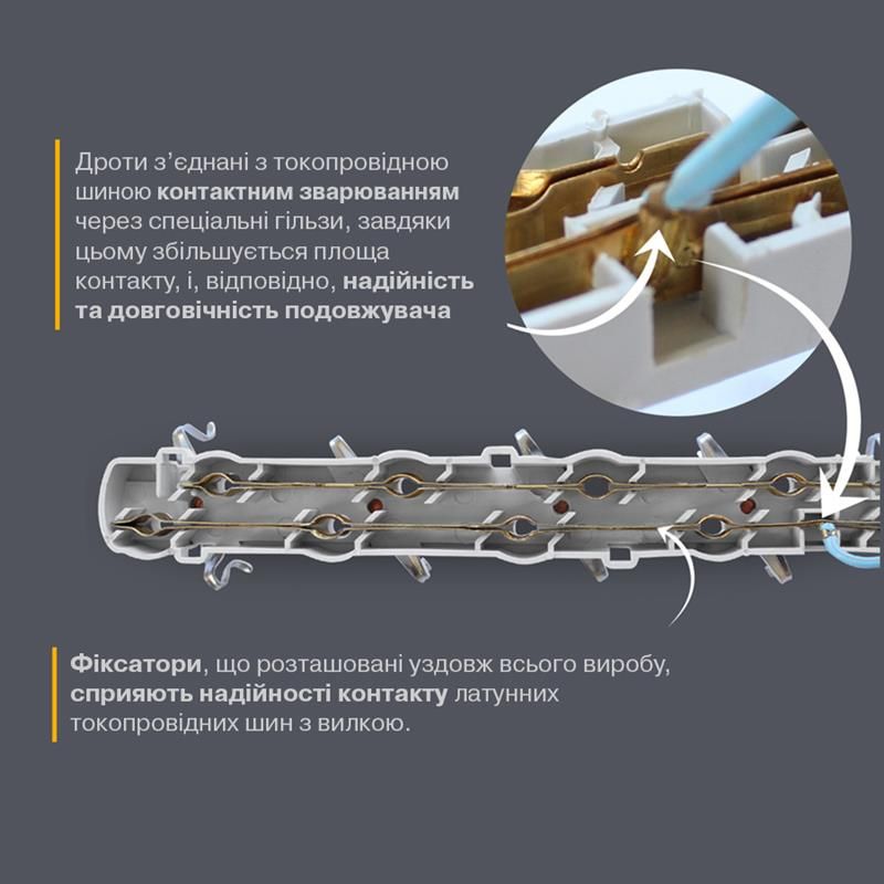 Подовжувач блоковий (ABS) Electrum 2 гнізда 2м (C-ES-1782)