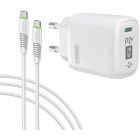 Мережевий зарядний пристрій Intaleo TCGQPD120T (1USBx3A) White + кабель USB Type С (1283126509988)