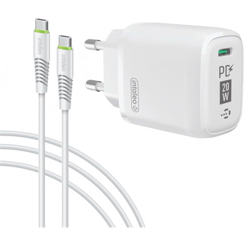 Мережевий зарядний пристрій Intaleo TCGQPD120T (1USBx3A) White + кабель USB Type С (1283126509988)