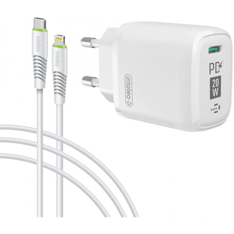 Сетевое зарядное устройство Intaleo TCGQPD120L (1USBx3A) White + кабель Lightning (1283126510007)
