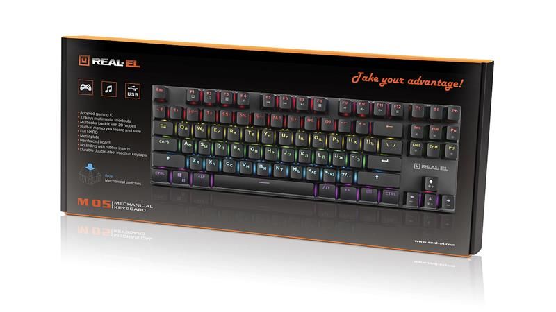 Клавіатура REAL-EL M 05 Grey USB (EL123100044)