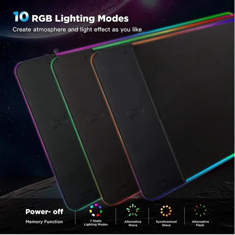 Килимок для миші з бездротовим зарядним пристроєм Choetech RGB Illuminated 15W Wireless Charging Mouse Pad (T543-F)