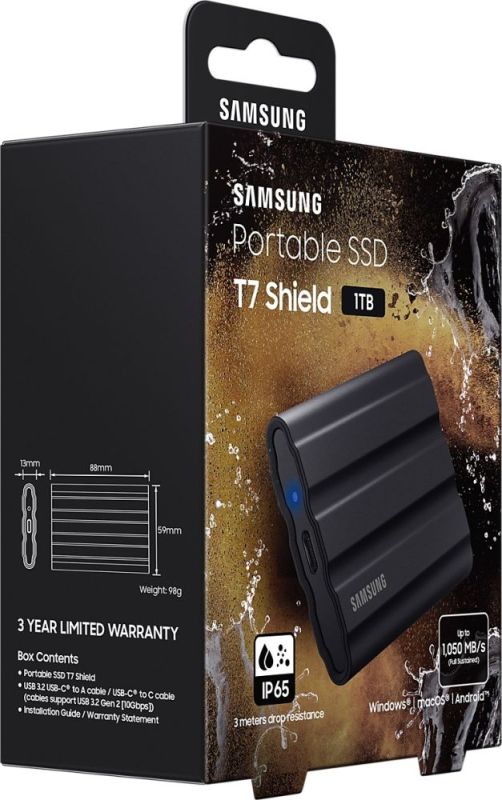 Накопитель внешний SSD 1TB Samsung T7 Shield Black (MU-PE1T0S/EU)