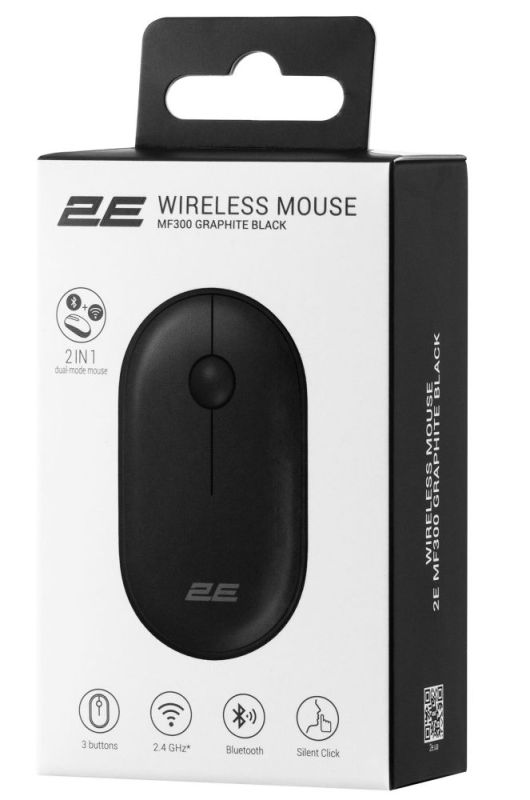 Мышь беспроводная 2E MF300 Silent Graphite Black  (2E-MF300WBK)