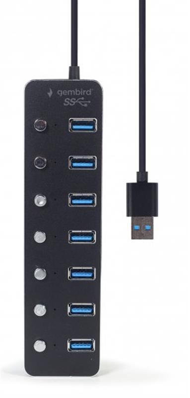 USB-хаб Gembird 7 ports Black з вимикачами (UHB-U3P7P-01)