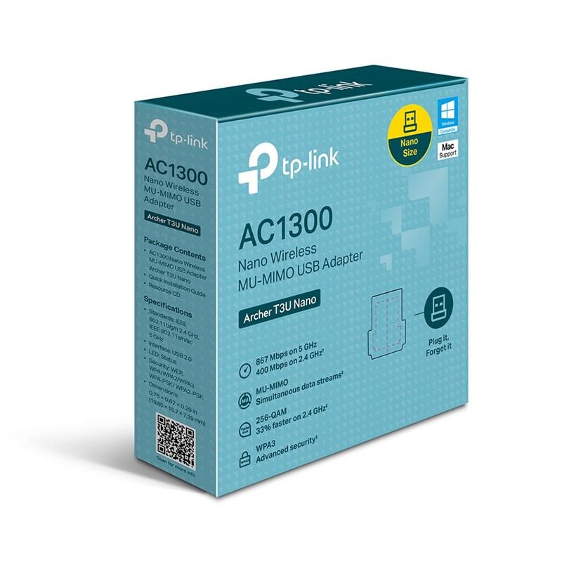 Беспроводной адаптер TP-Link (AC1300, USB 2.0) (Archer T3U Nano)