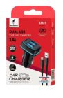 Автомобільний зарядний пристрій SkyDolphin SZ18T (2USB, 3.4A) Black + кабель Type-C (AZP-000100)