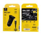Автомобильное зарядное устройство SkyDolphin SZ09L (2USB, 3.4A) Black + кабель Lightning (AZP-000109)