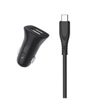 Автомобільний зарядний пристрій SkyDolphin SZ09V (2USB, 3.4A) Black + кабель microUSB (SDAZP-000111)