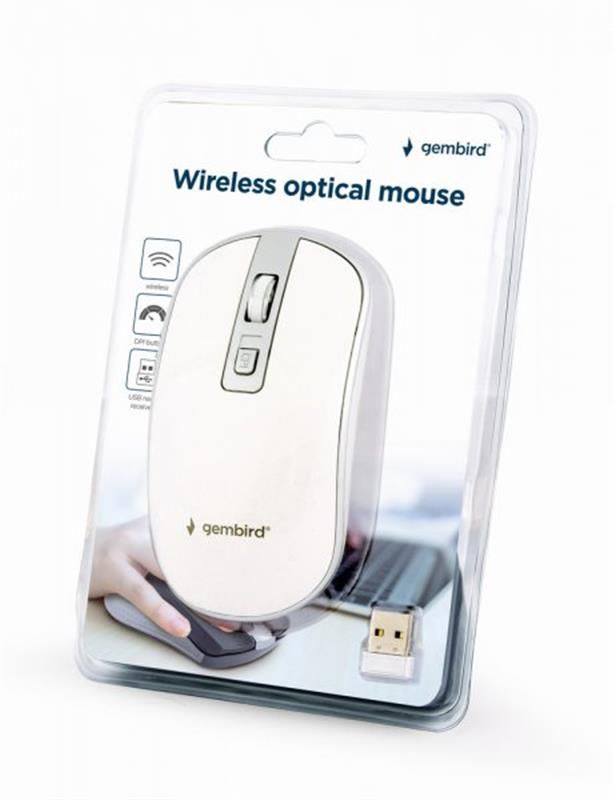 Миша бездротова Gembird White/Silver (MUSW-4B-06-WS)
