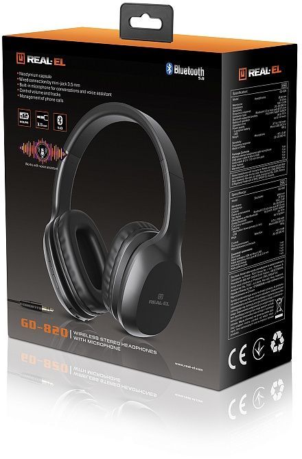 Bluetooth-гарнитура REAL-EL GD-820 Black (EL124100051)