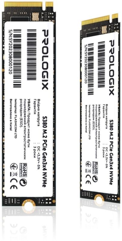 Накопитель SSD  256GB Prologix S380 M.2 2280 PCIe 3.0 x4 NVMe 3D TLC (PRO256GS380)