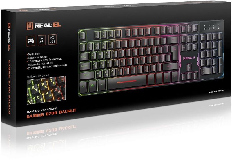 Клавіатура REAL-EL Gaming 8700 Black (EL123100015)