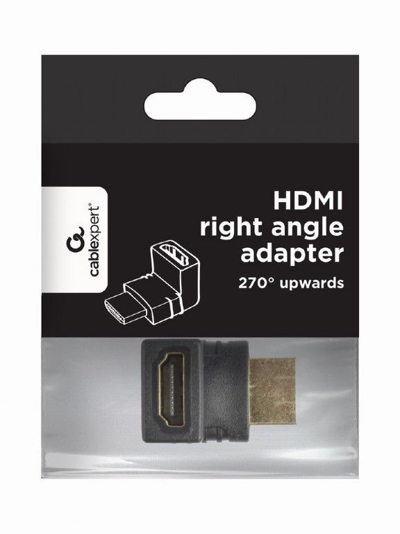 Адаптер Cablexpert HDMI - HDMI, M/F, Г-образный, черный пакет (A-HDMI270-FML)