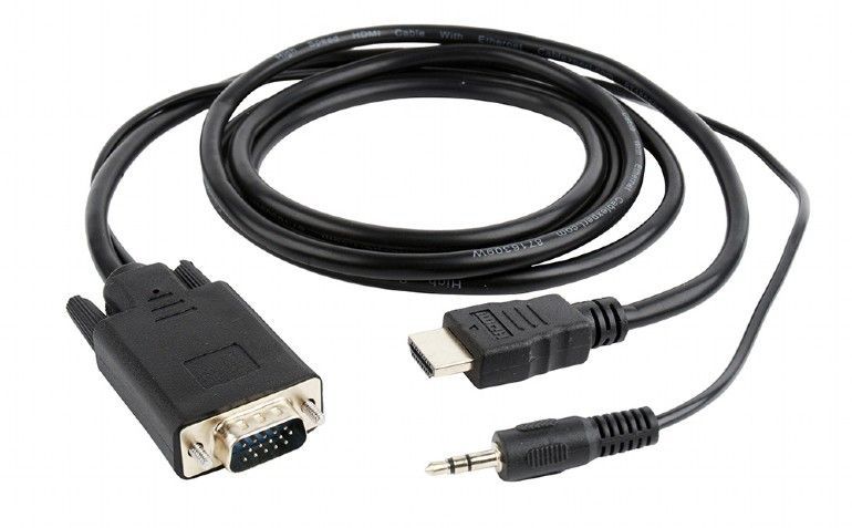 Кабель Cablexpert HDMI - VGA+3.5 мм V 1.4 (M/M), 1.8 м, чорний пакет (A-HDMI-VGA-03-6)