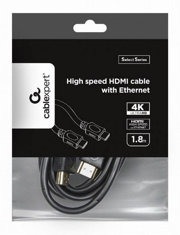 Кабель Cablexpert HDMI - HDMI V 2.0  (M/M),  4K, 1.8 м, чорний пакет (CC-HDMI4L-6)