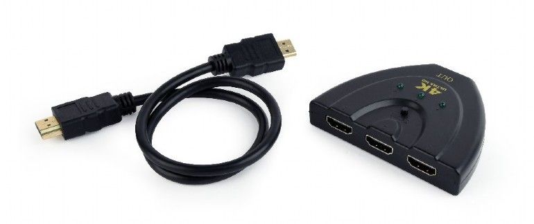 Перемикач HDMI-інтерфейсу Cablexpert HDMI - 3хHDMI V 1.4 (M/F), 0.5 м, чорний блістер (DSW-HDMI-35)