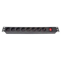 Блок розеток Atcom 1U 19" (PDU-8W-CN-WS) 8 розеток, з вимикачем, ал. корпус, німецький тип, без кабеля (AT1801)