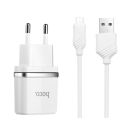 Мережевий зарядний пристрій Hoco C12 (2USB, 2.4А) White + кабель MicroUSB (C12MW)