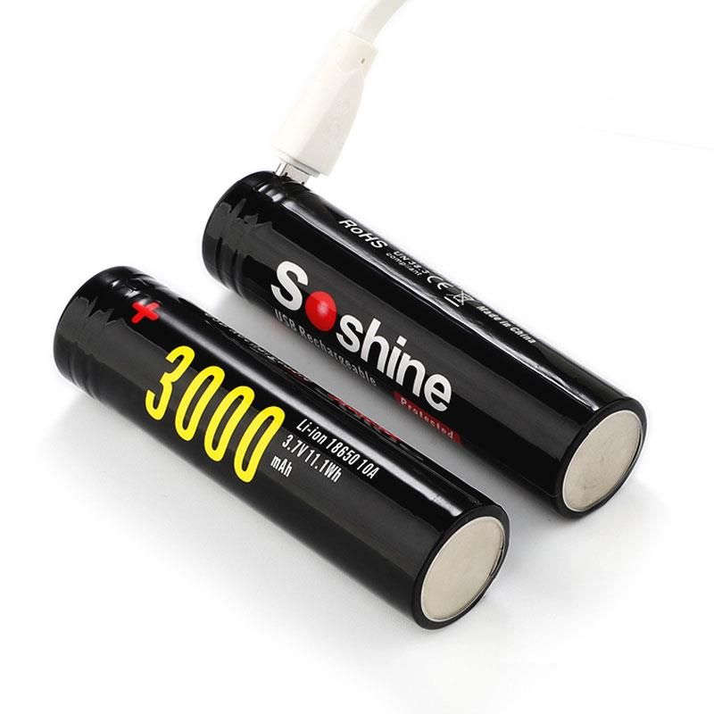 Акумулятор Soshine 18650 Li-Ion microUSB 3000mAh 1шт (18650USB-3.7-3000)