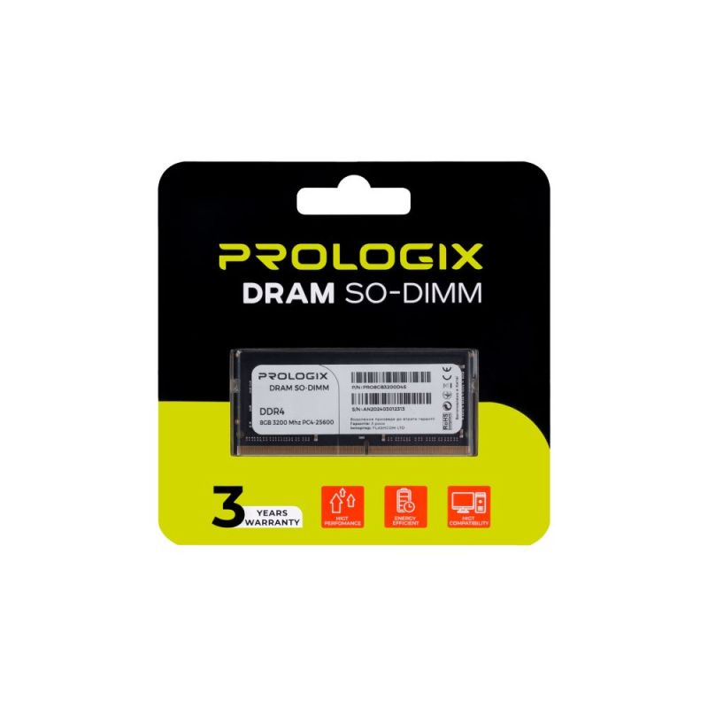 Модуль памяти SO-DIMM DDR4 8GB/3200 Prologix (PRO8GB3200D4S)