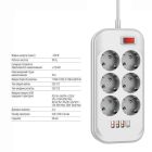 Фільтр живлення ColorWay 6 розеток, 4USB (Type-C PD20W + 3USB QC3.0) (38W), 2м, White (CW-CHE64PDW)