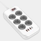 Фільтр живлення ColorWay 6 розеток, 4USB (Type-C PD20W + 3USB QC3.0) (38W), 2м, White (CW-CHE64PDW)