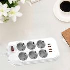 Фільтр живлення ColorWay 6 розеток, 4USB (Type-C PD20W + 3USB QC3.0) (38W), 2м, White (CW-CHE64PDW)