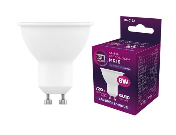 Лампа светодиодная ELM 8W MR16 GU10 4000K (18-0192)