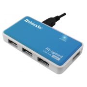 Концентратор USB2.0 Defender Quadro Power Blue 4хUSB2.0 + бж (83503)