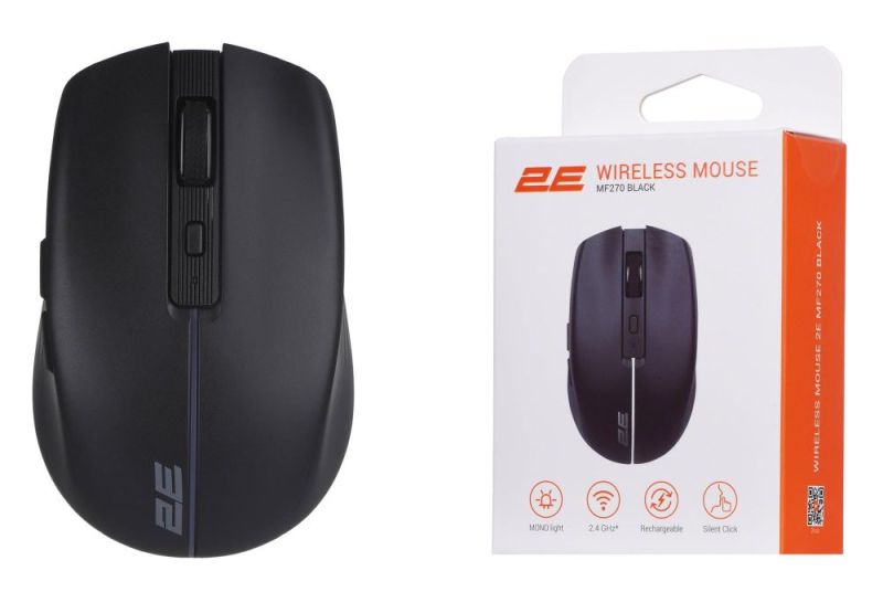 Миша бездротова 2E MF270 Silent Rechargeable WL Black  (2E-MF270WBK)