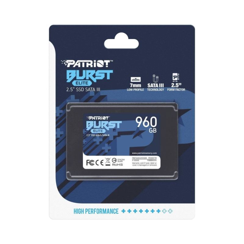 Накопитель SSD  960GB Patriot Burst Elite 2.5" SATAIII TLC (PBE960GS25SSDR)