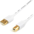 Кабель Atcom USB - USB Type-B V 2.0 (M/M), 1.8 м, феррит, белый пакет (3795)