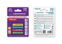 Акумулятор Esperanza Ni-MH AAA/HR03 1000 mAh BL 4шт Mix (EZA107)