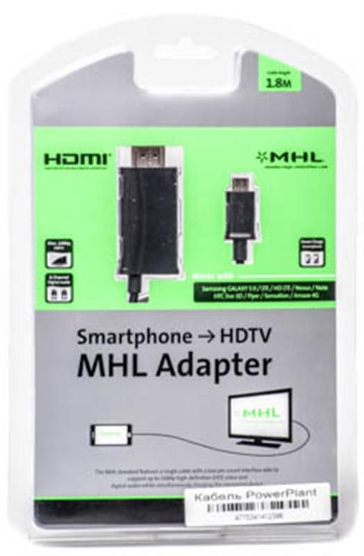 Кабель PowerPlant microUSB-HDMI, 1.8м, Black (KD00AS1239)