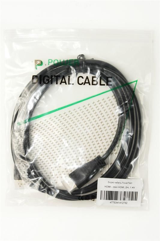 Кабель PowerPlant HDMI-miniHDMI v1.4, 2м, Black (KD00AS1273)