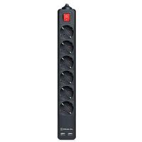 Фільтр живлення REAL-EL RS-6 Protect USB 5 м Black (EL122300018)