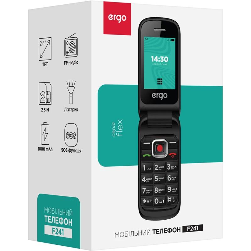 Мобiльний телефон Ergo F241 Dual Sim Black (F241 Dual Sim (black))