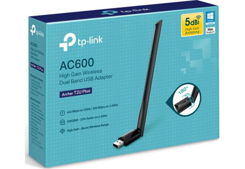 Беспроводной адаптер TP-Link Archer T2U Plus (AC600, 1 антенна) (ARCHER T2U PLUS)