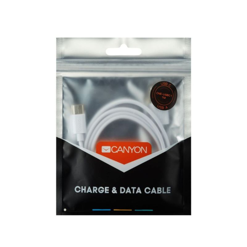 Кабель Canyon USB - USB Type-C (M/M) 1 м, White (CNE-USBC1W)
