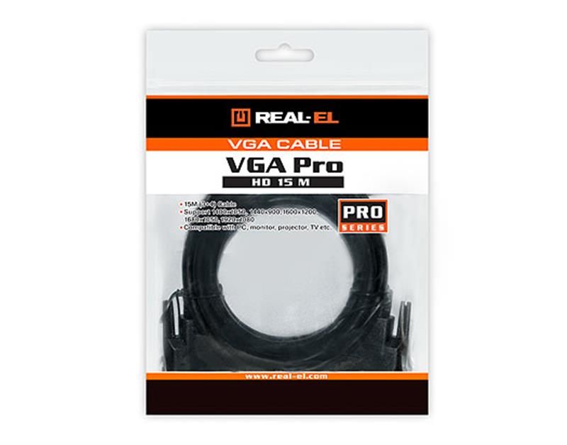 Кабель REAL-EL Pro VGA - VGA (M/M), 1.8 м, чорний пакет (EL123500043)