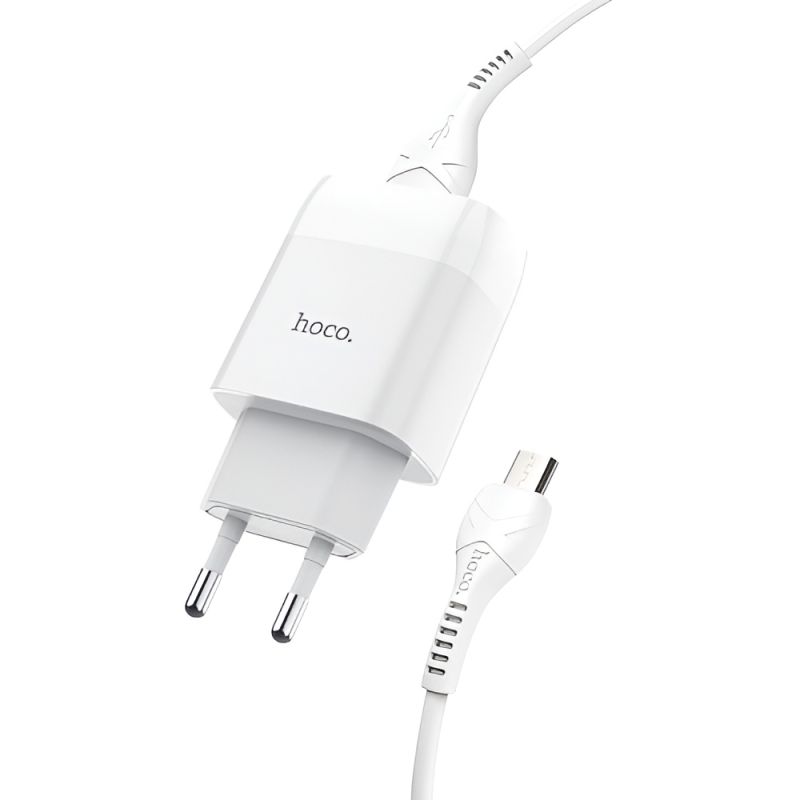 Зарядний пристрій Hoco C72A Glorious (1USB, 2.1А) White + кабель MicroUSB (6931474713001)