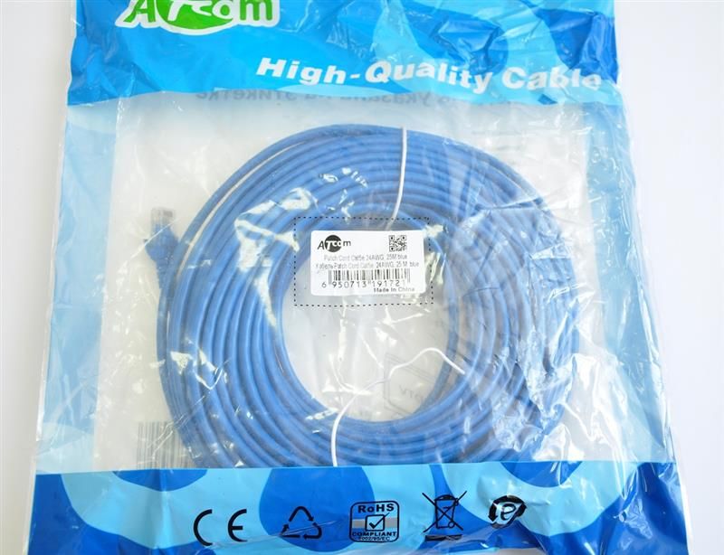 Патч-корд литой, UTP, RJ45, Cat.5e, 25m, синий (9172)