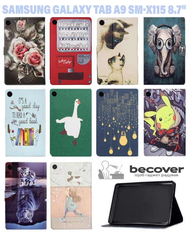 Чeхол BeCover Smart Case для Samsung Galaxy Tab A9 SM-X115 8.7" Black Rose (711266)