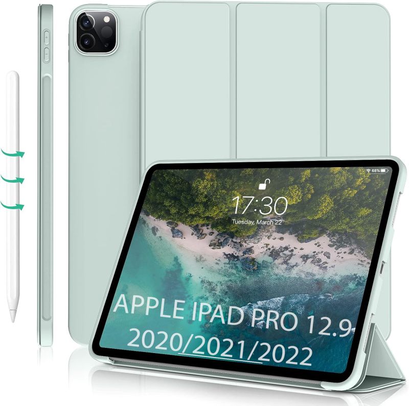 Чeхол-книжка BeCover Tri Fold Soft TPU Silicone для Apple iPad Pro 12.9 2020/2021/2022 Light Green (711738)