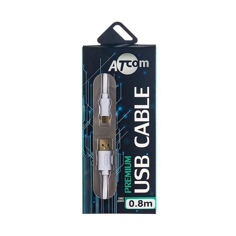 Кабель Atcom USB 2.0 AM/USB type C, 0.8м, белый (17425)