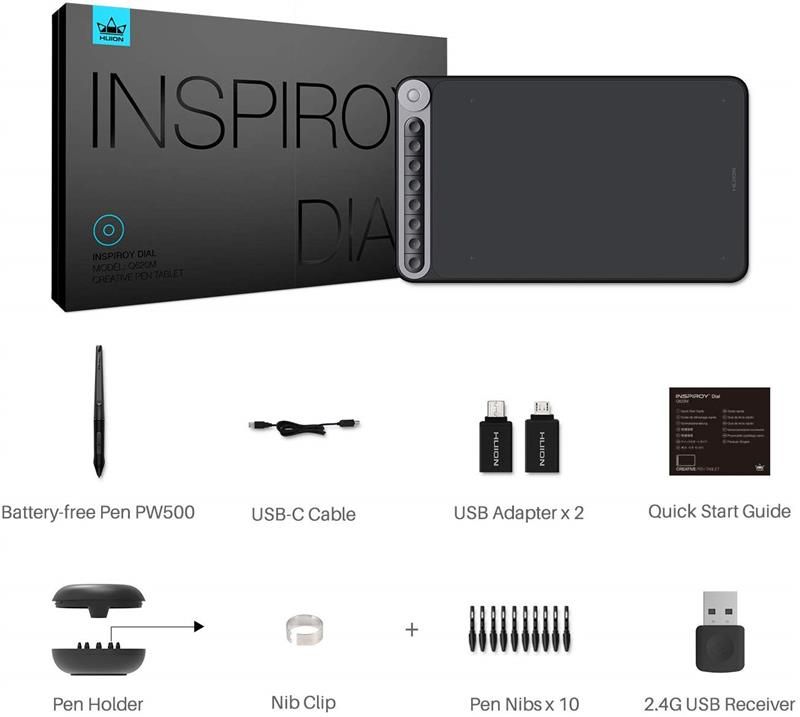 Графічний планшет Huion Inspiroy Dial + рукавичка (Q620M)