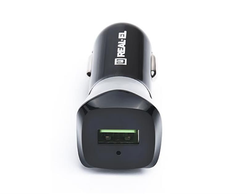 Автомобільний зарядний пристрій REAL-EL CA-30 QC3.0 (1USBx3A) Black/Grey (EL123160011)